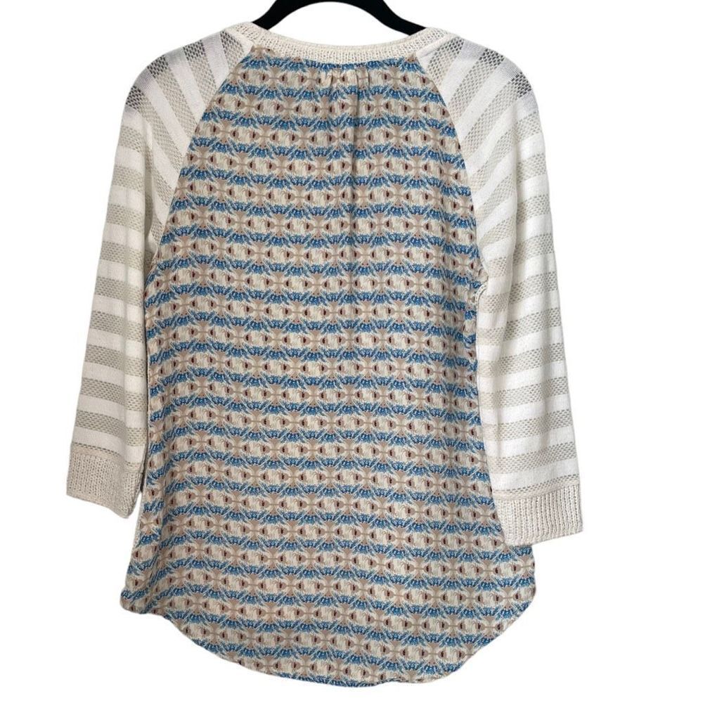 Anthropologie One September Sweater Cream Knit 3/4 Sleeve Blouse Size Small - Picture 6 of 7